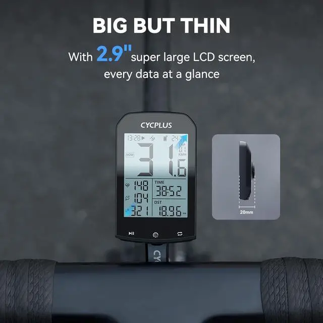 Alt view image 7 of 7 - CYCPLUS GPS Wireless Bike Computer, Cycling Computer GPS with Bluetooth/ANT+, Bike Speedometer with 2.9" LCD Screen, Auto Backlight IPX6 Waterproof (New Upgraded)