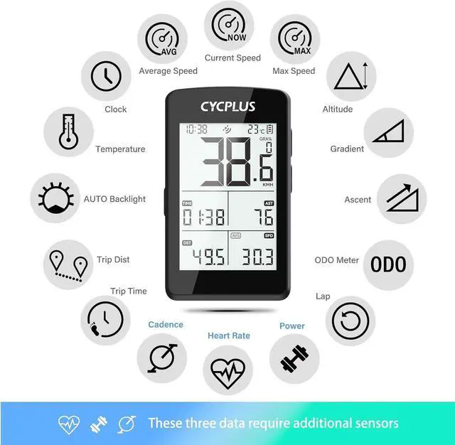 Alt view image 5 of 7 - CYCPLUS Bike Computer GPS Wireless, ANT+ Cycling Computer GPS with Bluetooth, 2.8" LCD Screen,100+ Hours Battery Endurance Bike Speedometer with Auto Backlight IP67 Waterproof