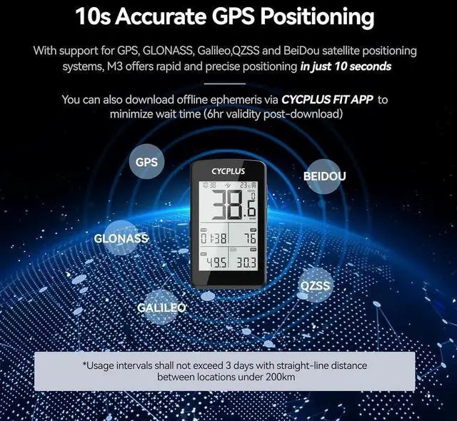 Alt view image 3 of 7 - CYCPLUS Bike Computer GPS Wireless, ANT+ Cycling Computer GPS with Bluetooth, 2.8" LCD Screen,100+ Hours Battery Endurance Bike Speedometer with Auto Backlight IP67 Waterproof