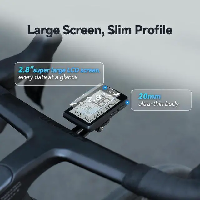 Alt view image 2 of 7 - CYCPLUS Bike Computer GPS Wireless, ANT+ Cycling Computer GPS with Bluetooth, 2.8" LCD Screen,100+ Hours Battery Endurance Bike Speedometer with Auto Backlight IP67 Waterproof