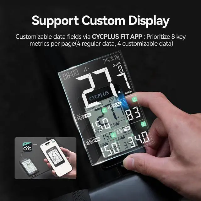 Alt view image 6 of 7 - CYCPLUS Bike Computer GPS Wireless, ANT+ Cycling Computer GPS with Bluetooth, 2.8" LCD Screen,100+ Hours Battery Endurance Bike Speedometer with Auto Backlight IP67 Waterproof