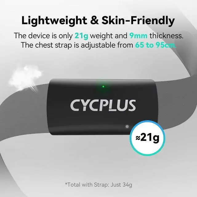 Alt view image 6 of 7 - CYCPLUS Heart Rate Monitor Chest Strap H2Pro, Bluetooth ANT+ Heart Rate Monitor Chest Sensor with 500h Battery, IPX7 Waterproof and Dustproof, HRM Works with Strava/Cycplus Fit App
