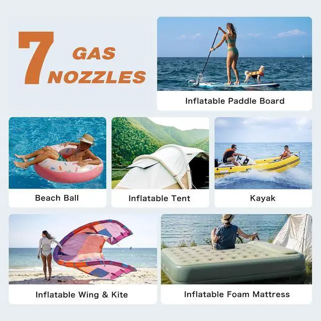 Alt view image 7 of 7 - CYCPLUS 20PSI Rechargeable Paddleboard Pump - Intelligent Fast Dual-Stage Inflation, Deflation Function, Auto-Off &Dual LED Display, Suitable for Stand-Up Paddleboard, Inflatable Boat Tent Mattress