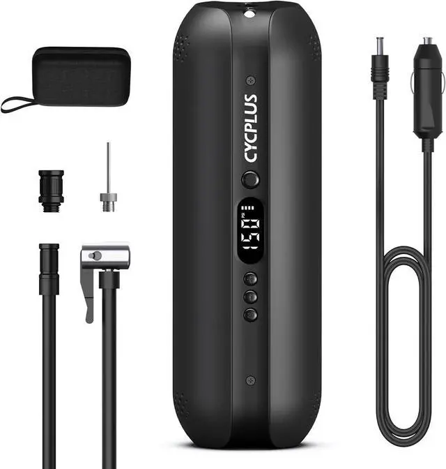 Main image of CYCPLUS Tire Inflator Portable Air Compressor - 150PSI Cordless Air Pump with Digital Tire Pressure Gauge, Accurate LCD Display & LED Light, DC/AC 2-in-1 for Car/Motorcycle/E-Bike/Ball(2025 Version)