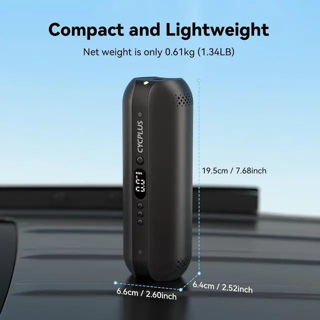 Alt view image 6 of 7 - CYCPLUS Tire Inflator Portable Air Compressor - 150PSI Cordless Air Pump with Digital Tire Pressure Gauge, Accurate LCD Display & LED Light, DC/AC 2-in-1 for Car/Motorcycle/E-Bike/Ball(2025 Version)