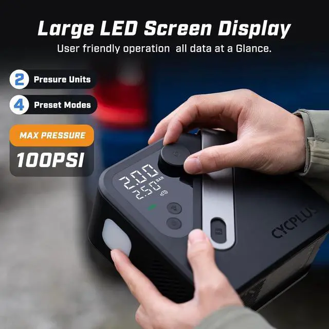 Alt view image 4 of 7 - CYCPLUS AL7 Tire Inflator Portable Air Compressor for Trucks & Pickups  4X Faster High-Powered Tire Inflator, Portable Design for Heavy-duty Vehicle & Inflatables, Dual-Use Type