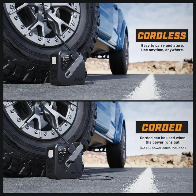 Alt view image 5 of 7 - CYCPLUS AL7 Tire Inflator Portable Air Compressor for Trucks & Pickups  4X Faster High-Powered Tire Inflator, Portable Design for Heavy-duty Vehicle & Inflatables, Dual-Use Type