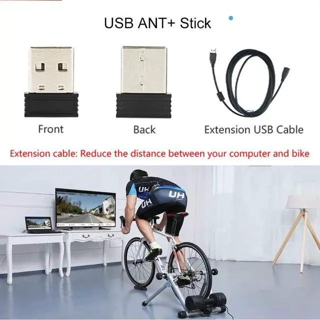 Alt view image 7 of 7 - USB ANT+ Stick Dongle Adapter Wireless Receiver for Zwift, TheSufferfest, TrainerRoad, Rouvy to Upgrade Bike Trainer (with 3 Meters Extension Cable)