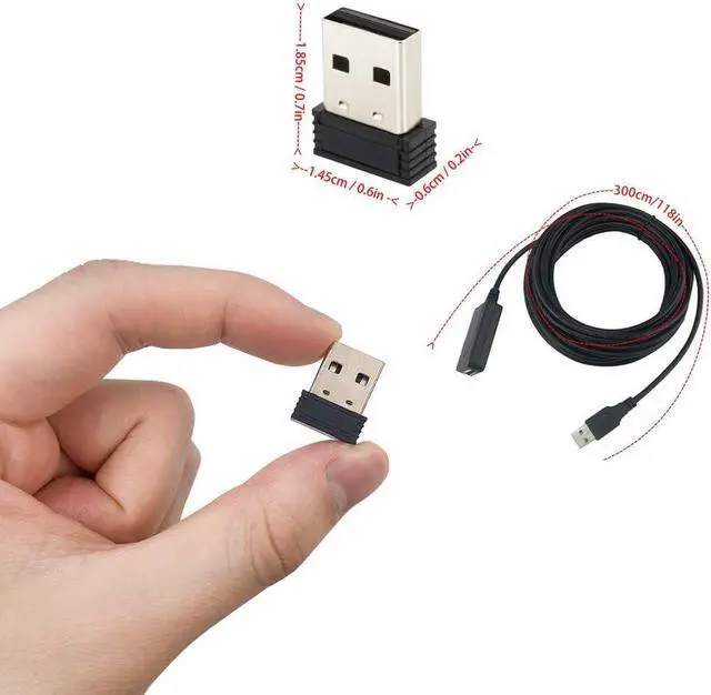 Alt view image 2 of 7 - USB ANT+ Stick Dongle Adapter Wireless Receiver for Zwift, TheSufferfest, TrainerRoad, Rouvy to Upgrade Bike Trainer (with 3 Meters Extension Cable)