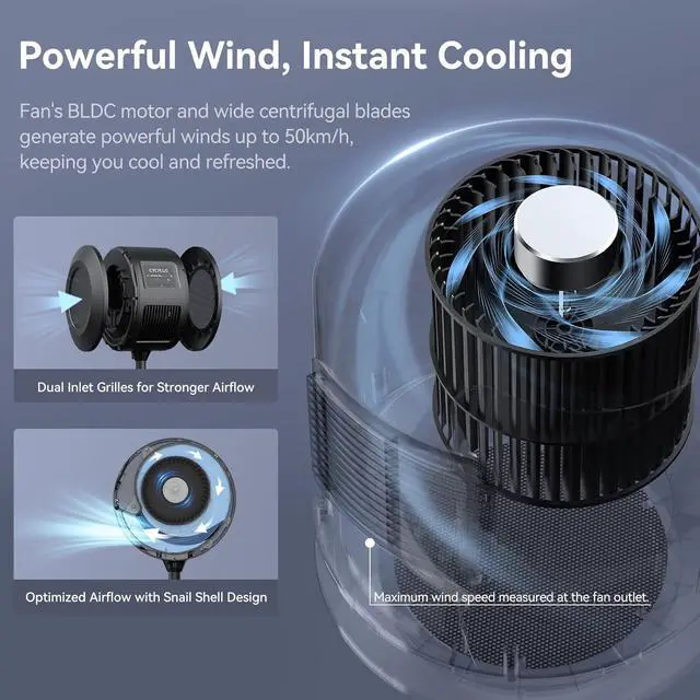 Alt view image 3 of 7 - CYCPLUS Smart Indoor Cycling Fan, BLDC Motor Drive, 5 Speed Modes with Remote and APP Control, Low-Noise Bluetooth/ANT+ Cycling Fan for indoor Bike Trainers, Stationary/Spin Bikes, Cross Training