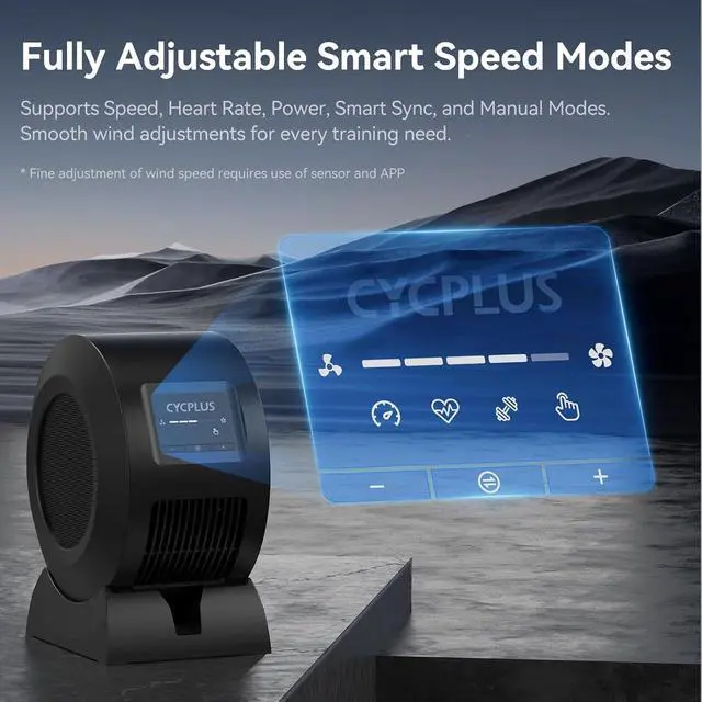 Alt view image 4 of 7 - CYCPLUS Smart Indoor Cycling Fan, BLDC Motor Drive, 5 Speed Modes with Remote and APP Control, Low-Noise Bluetooth/ANT+ Cycling Fan for indoor Bike Trainers, Stationary/Spin Bikes, Cross Training