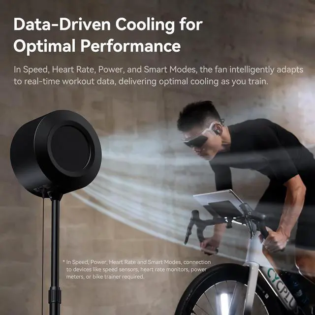 Alt view image 5 of 7 - CYCPLUS Smart Indoor Cycling Fan, BLDC Motor Drive, 5 Speed Modes with Remote and APP Control, Low-Noise Bluetooth/ANT+ Cycling Fan for indoor Bike Trainers, Stationary/Spin Bikes, Cross Training