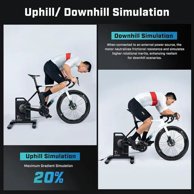 Alt view image 7 of 7 - CYCPLUS T2H Smart Bike Trainer - 2200W Brushless Motor, 20% Gradient Simulator, BLE/ANT+ Dual Mode, Virtual Shifting Ready, Triple Silent Design with Dual Cooling Fans