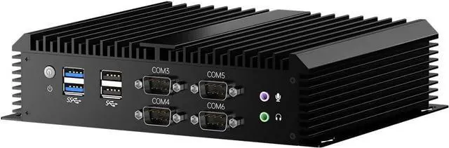 Main image of Industrial PC, Fanless Mini Computer with Core i7-8550U, 16G RAM 256G SSD, Dual 2.5G LAN, 6*COM RS232, Low Power, Support Wake On LAN/Auto Power ON, Wi-Fi 6, 1*HDMI 1*VGA, Windows 11 Pro