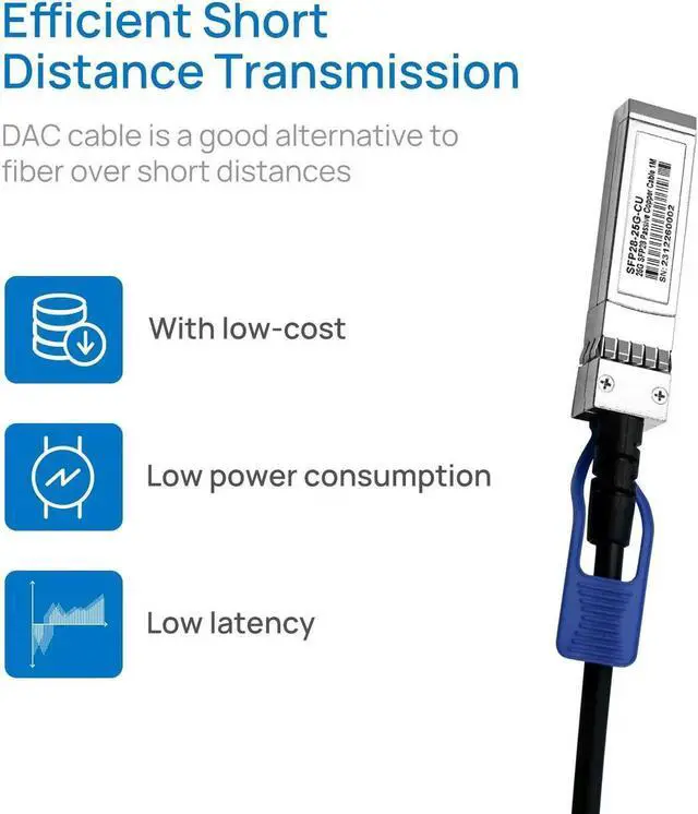 Alt view image 6 of 6 - 25G SFP28 Network Cable 25GBase SFP28-DAC-3M Compatible 25G Passive Direct Attach Copper Twinax Cable for SFF-8402, intel,Sico and Mellanox ...