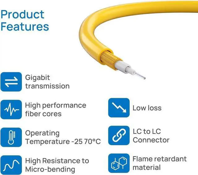Alt view image 5 of 6 - Fiber Patch Cable with LC to LC, G652D Singlemode Simplex Fiber Optic Jumper Cord for Fiber Transceiver 1m
