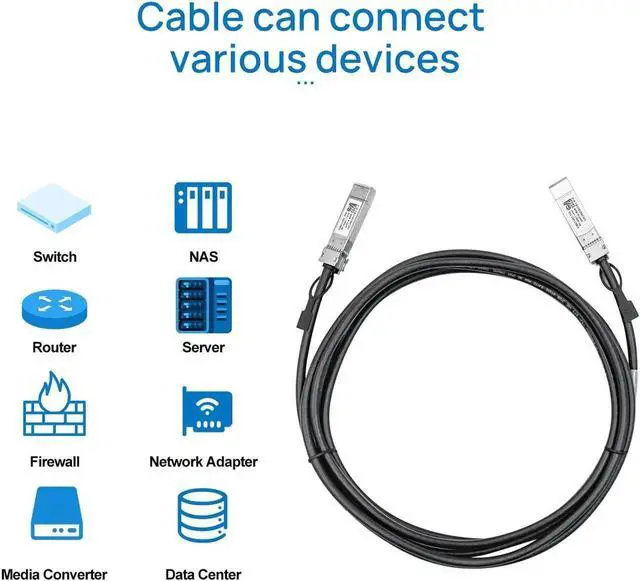 Alt view image 5 of 6 - 10G SFP+ DAC 3m Twinax Cable for High-Speed Data Transfer 10G SFP+ to SFP+ Direct Attach Copper Patch Passive Cable Up to 10 Gb/s bi-directional data links, AC coupled inputs and outputs