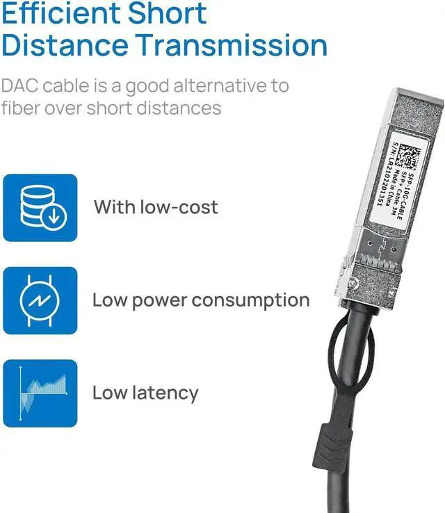 Alt view image 6 of 6 - 10G SFP+ DAC 3m Twinax Cable for High-Speed Data Transfer 10G SFP+ to SFP+ Direct Attach Copper Patch Passive Cable Up to 10 Gb/s bi-directional data links, AC coupled inputs and outputs