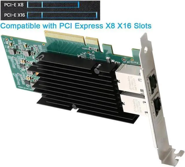 Alt view image 2 of 7 - 10Gb Dual LAN Base-T PCI-e Network Card, Intel X540 Controller, 10Gbps Ethernet Adapter, 2 * 10Gbe RJ45 Port , Support Windows/Windows Server/Linux/Vmware/ESX