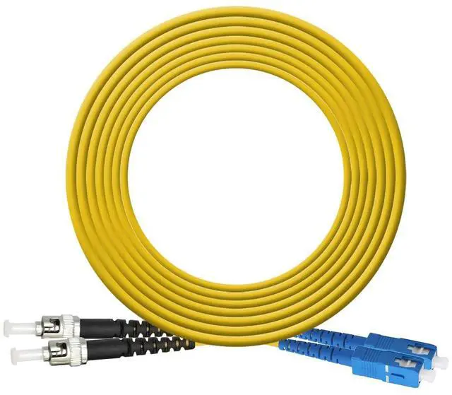 Alt view image 3 of 7 - SC to ST Fiber Patch Cable, Single-Mode Duplex Jumper - SC/UPC-ST/UPC 9/125um OS2 Yellow SM Optical Patch Cord 2m