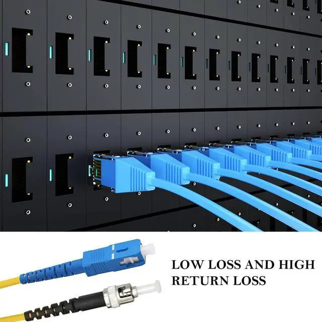 Alt view image 5 of 7 - SC to ST Fiber Patch Cable, Single-Mode Duplex Jumper - SC/UPC-ST/UPC 9/125um OS2 Yellow SM Optical Patch Cord 2m