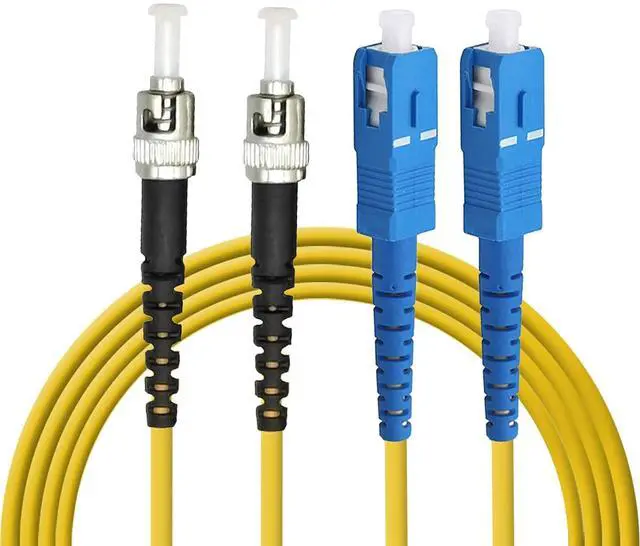 Main image of SC to ST Fiber Patch Cable, Single-Mode Duplex Jumper - SC/UPC-ST/UPC 9/125um OS2 Yellow SM Optical Patch Cord 2m