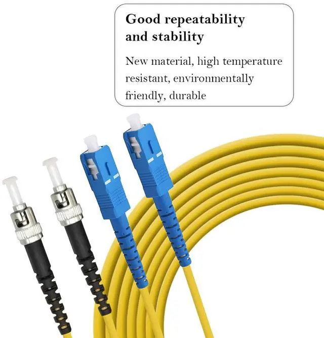 Alt view image 4 of 7 - SC to ST Fiber Patch Cable, Single-Mode Duplex Jumper - SC/UPC-ST/UPC 9/125um OS2 Yellow SM Optical Patch Cord 2m
