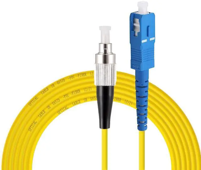 Main image of SC to FC Fiber Optic Patch Cable, Single-Mode Simplex Jumper Fiber Cable - SC/UPC-FC/UPC 9/125um Yellow SM Fiber Optic Cable Cord