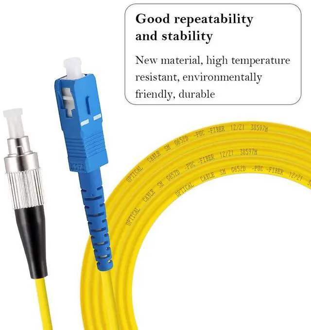 Alt view image 2 of 7 - SC to FC Fiber Optic Patch Cable, Single-Mode Simplex Jumper Fiber Cable - SC/UPC-FC/UPC 9/125um Yellow SM Fiber Optic Cable Cord