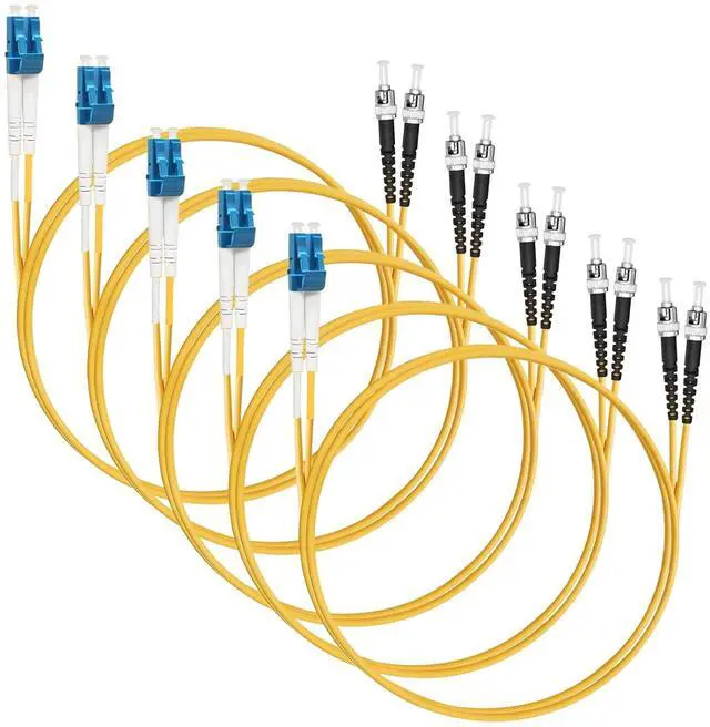 Main image of LC to ST Fiber Patch Cable, 1M (3.28ft) Single Mode Duplex Fiber Jumper 9/125um OS1 LSZH - LC ST Singlemode Duplex Patch Cords (1M - 5 Pack)