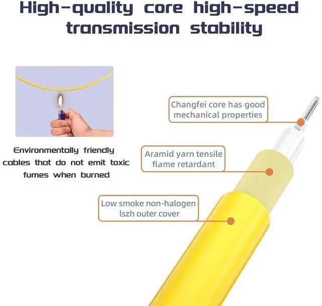Alt view image 2 of 6 - FC/UPC-FC/UPC Single-Mode Fiber Optic Cable FC to FC OS2 Jumper Optical Patch Cord Duplex 9/125um Yellow