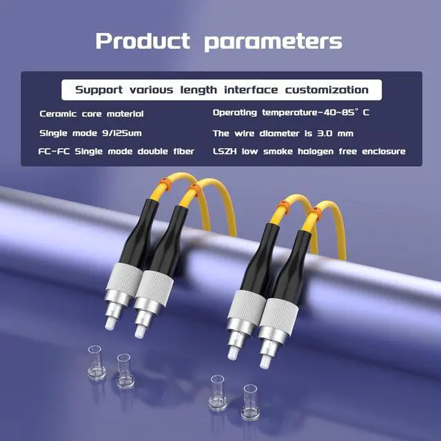 Alt view image 5 of 6 - FC/UPC-FC/UPC Single-Mode Fiber Optic Cable FC to FC OS2 Jumper Optical Patch Cord Duplex 9/125um Yellow