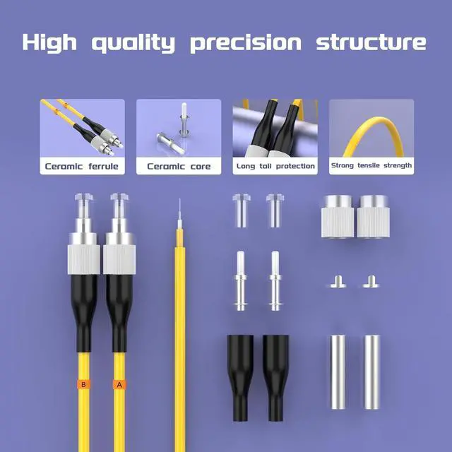 Alt view image 3 of 6 - FC/UPC-FC/UPC Single-Mode Fiber Optic Cable FC to FC OS2 Jumper Optical Patch Cord Duplex 9/125um Yellow