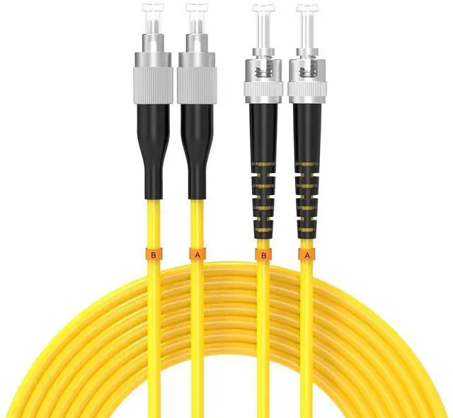 Main image of FC/UPC-ST/UPC Single-Mode Fiber Optic Cable FC to ST OS2 Jumper Optical Patch Cord Duplex 9/125um Yellow