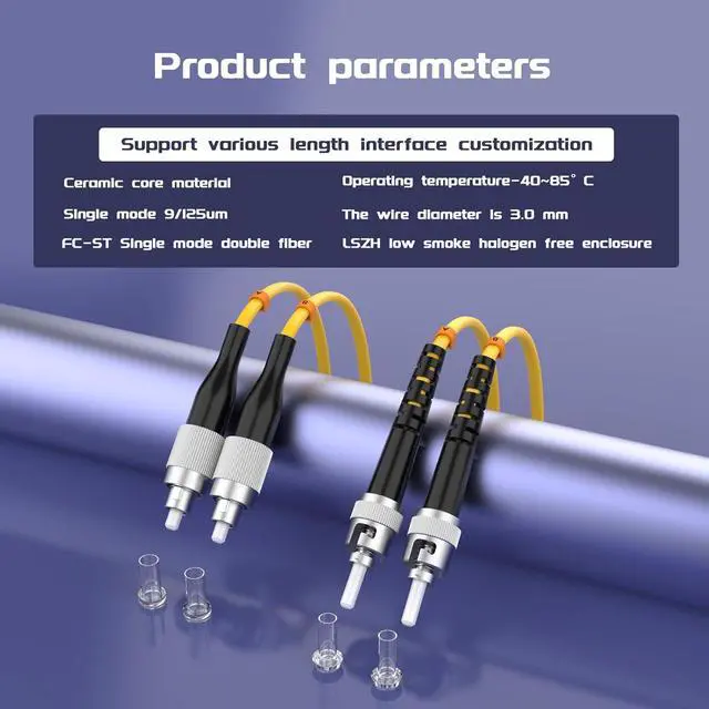 Alt view image 5 of 6 - FC/UPC-ST/UPC Single-Mode Fiber Optic Cable FC to ST OS2 Jumper Optical Patch Cord Duplex 9/125um Yellow