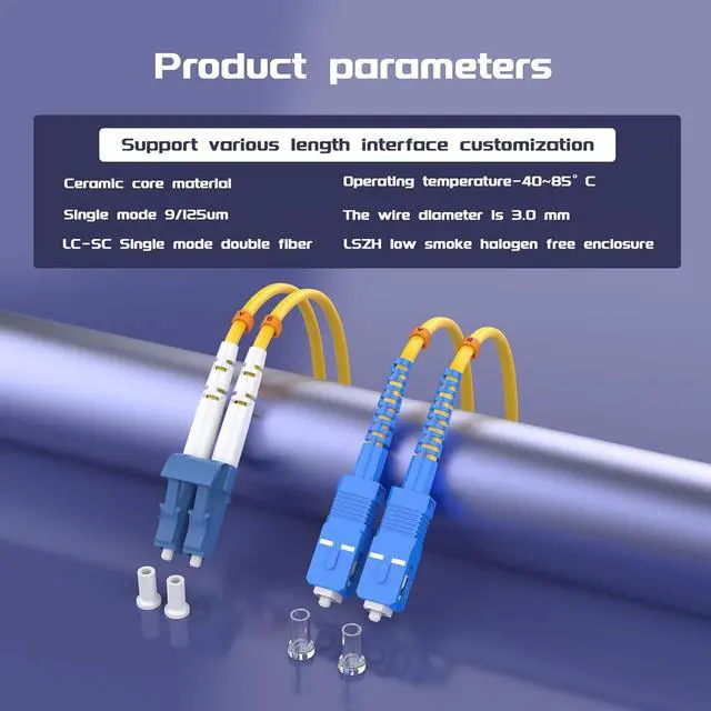 Alt view image 5 of 6 - TORPEDO NOVA LC/UPC-SC/UPC Single-Mode Fiber Optic Cable LC to SC OS2 Jumper Optical Patch Cord Duplex 9/125um Yellow