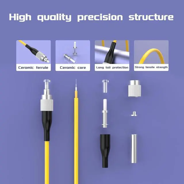 Alt view image 3 of 5 - FC/UPC-FC/UPC Single-Mode Fiber Optic Cable FC to FC OS1 OS2 Jumper Optical Patch Cord Simplex 9/125um Yellow FC-FC 5m