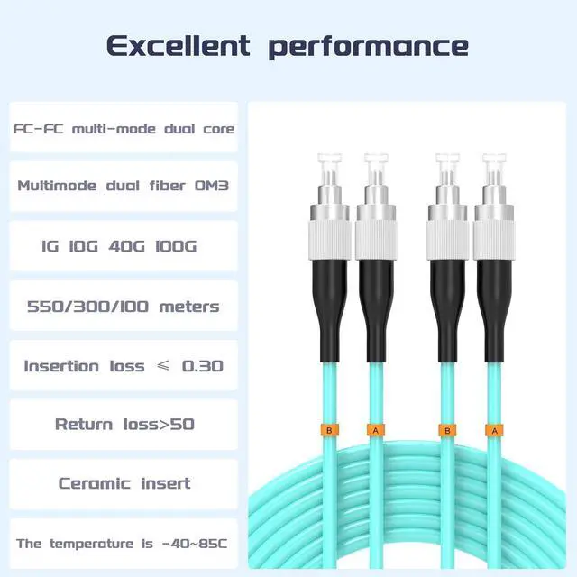 Alt view image 2 of 7 - FC/UPC-FC/UPC Fiber Patch Cable OM3 10GB Multimode Jumper Duplex 50/125m Fiber Optic Cord