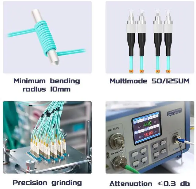 Alt view image 5 of 7 - FC/UPC-FC/UPC Fiber Patch Cable OM3 10GB Multimode Jumper Duplex 50/125m Fiber Optic Cord