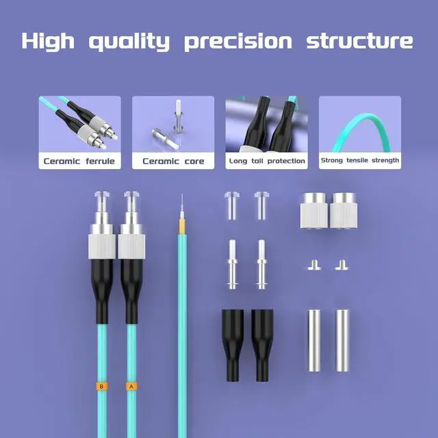 Alt view image 4 of 6 - OM3 FC/UPC to ST/UPC Fiber Patch Cable 10BG Multimode Duplex Jumper 50/125m Optical Patch Cord