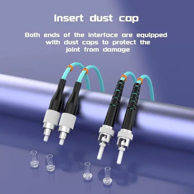Alt view image 5 of 6 - OM3 FC/UPC to ST/UPC Fiber Patch Cable 10BG Multimode Duplex Jumper 50/125m Optical Patch Cord