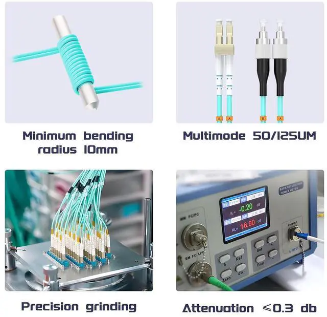 Alt view image 5 of 7 - OM3 Fiber Patch Cable , LC/UPC-FC/UPC Fiber Optic Cable Cord LSZH 10GB Multimode Duplex Jumper