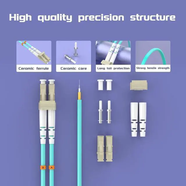 Alt view image 4 of 7 - OM3 Fiber Patch Cable  LC/UPC to SC/UPC 10Gb/Gigabit MultiMode Jumper Duplex 50/125m LSZH Fiber Optic Cord for SFP Transceiver