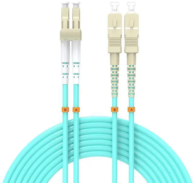Main image of OM3 Fiber Patch Cable  LC/UPC to SC/UPC 10Gb/Gigabit MultiMode Jumper Duplex 50/125m LSZH Fiber Optic Cord for SFP Transceiver