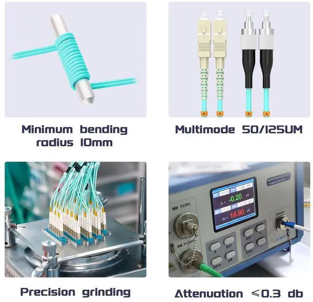 Alt view image 5 of 7 - SC/UPC to FC/UPC Fiber Patch Cable OM3 10GB/Gigabit Multimode Duplex Jumper 50/125m LSZH Fiber Optic Cord