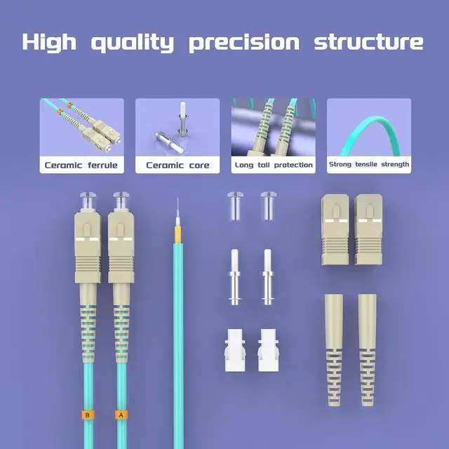 Alt view image 4 of 7 - SC/UPC to FC/UPC Fiber Patch Cable OM3 10GB/Gigabit Multimode Duplex Jumper 50/125m LSZH Fiber Optic Cord
