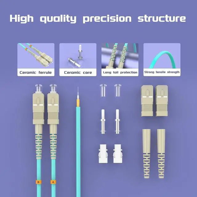 Alt view image 4 of 7 - OM3 Fiber Patch Cable SC/UPC to SC/UPC OM3 10Gb/Gigabit MultiMode Jumper Duplex 50/125m LSZH Fiber Optic Cord for SFP Transceiver