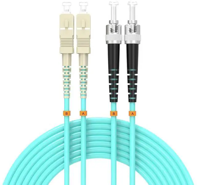 Main image of OM3 Fiber Patch Cable SC/UPC to ST/UPC , 10Gb/Gigabit MultiMode Duplex Jumper, 50/125m LSZH Fiber Optic Cable Cord for SFP Transceiver
