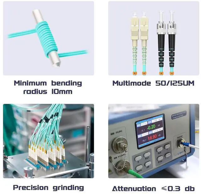 Alt view image 5 of 7 - OM3 Fiber Patch Cable SC/UPC to ST/UPC , 10Gb/Gigabit MultiMode Duplex Jumper, 50/125m LSZH Fiber Optic Cable Cord for SFP Transceiver