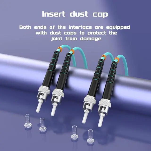 Alt view image 6 of 7 - OM3 Fiber Patch Cable ST/UPC to ST/UPC 10BG/Gigabit Multimode Duplex Jumper 50/125m Optical Patch Cord